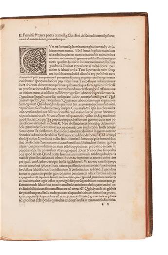 INCUNABULA  PETRARCA, FRANCESCO. De remediis utriusque fortunae.  1492